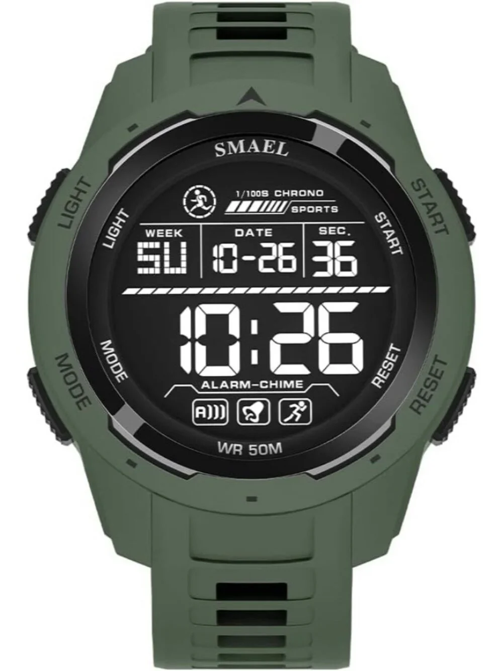 Men's Green Analog Quartz Sports Waterproof Military Casual LED Digital Watch